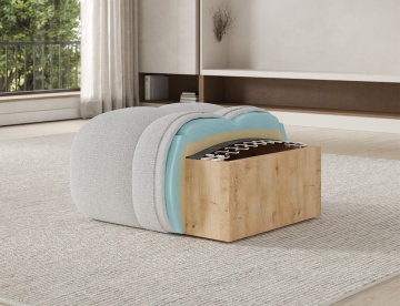 Puf Tapitat Covio 85x85x52 cm, maro Chenille – Kendell 22 - Img 7