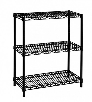 Raft metalic pentru depozitare modular cu 3 polite negru mat din metal, 75x35 cm, Lux Bizzotto