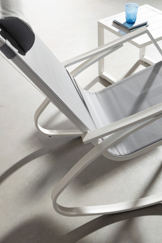 Scaun balansoar pentru gradina gri/alb din metal si textilena, 60,5 cm, Demid Bizzotto - Img 10