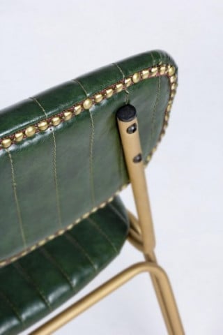 Scaun bar verde inchis din piele ecologica si metal, Addy Bizzotto - Img 7