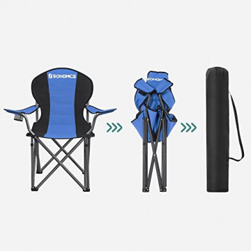 Scaun de camping, 90 x 55 x 102 cm, metal / textil, albastru / negru, Songmics - Img 6