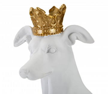 Sculptura caine alb din polirasina, 20x12,5x33 cm, Crowned Dog Mauro Ferretti - Img 6
