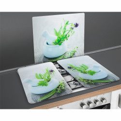 Set 2 protectii universale pentru aragaz Herb Garden, Wenko, sticla/termoplastic, 30 x 52 cm, multicolor - Img 3