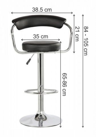 Set 2 scaune bar, Bedora Round, piele ecologica, negru - Img 15