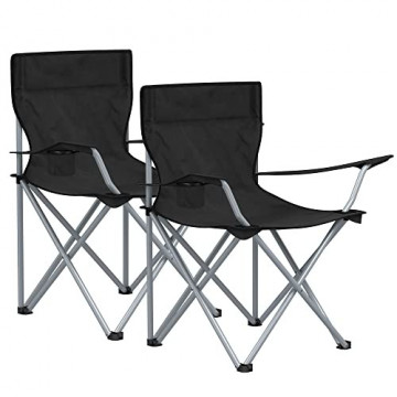 Set 2 scaune camping, metal / textil, negru, Songmics - Img 1