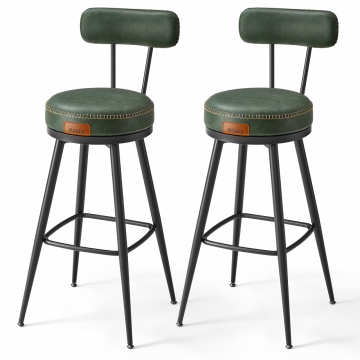 Set 2 scaune de bar rotative, Ø 57 x h101 cm, metal / piele ecologica, verde / negru, Vasagle - Img 1