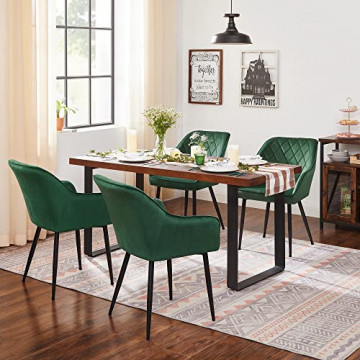 Set 2 scaune dining, 62.5 x 60 x 85 cm, catifea, verde, Songmics - Img 2