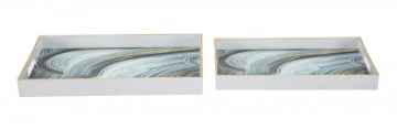 Set 2 suporturi decorative pentru obiecte, sticla / plastic, 40x30x4 cm / 35x25x3,5 cm, Coppia Mauro Ferreti - Img 1