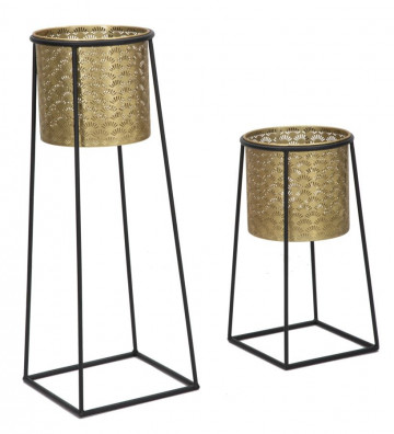 Set 2 suporturi pentru ghivece aurii/negre din metal, ∅ 26 - ∅ 23 cm, Cup Mauro Ferretti - Img 1
