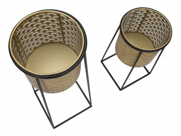 Set 2 suporturi pentru ghivece aurii/negre din metal, ∅ 26 - ∅ 23 cm, Cup Mauro Ferretti - Img 4