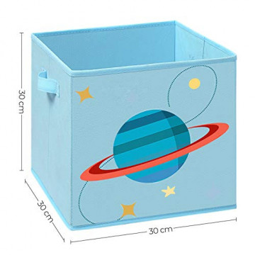 Set 3 cutii depozitare pentru copii, 30 x 30 x 30 cm, textil, albastru, Songmics - Img 4