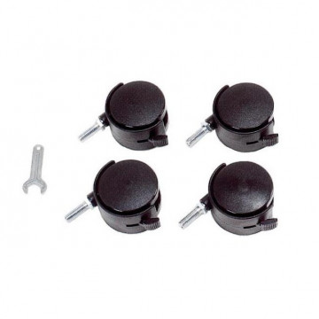 Set 4 rotile pentru rafturi depozitare modulare crom din metal, ∅ 6,5 cm, Lux Bizzotto