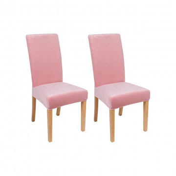 Set 6 huse elastice pentru scaun, catifea, roz pal, HCJS-01 - Img 2