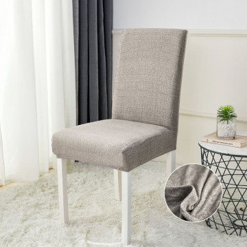 Set 6 huse elastice pentru scaun, poliester / spandex, gri deschis, HEJS-42