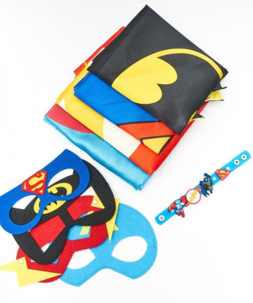 Set costume supereroi pentru fete, 4 pelerine si masti, multicolor - Img 2