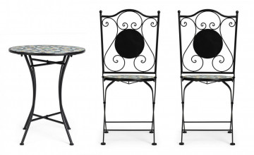 Set masa si scaune pliabile pentru gradina 3 piese multicolor din metal si ceramica, Positano Bizzotto - Img 5