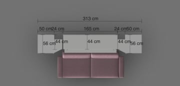 Set pat rabatabil dublu cu canapea de 2 locuri si 2 dulapuri Royal Single (50 cm) - ROYAL SMALL WARDROBE&SOFA SET (150X200) - Img 5