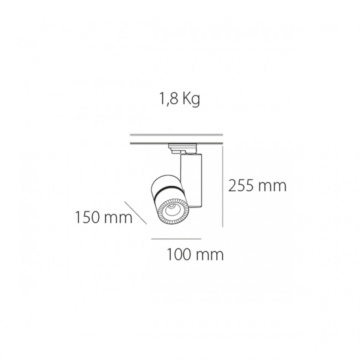 Spot pe sina Led, 22w, TRON 050, 4000k – fotografie comercială a produsului