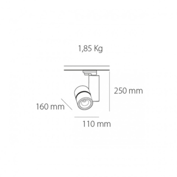 Spot pe sina Led, 42w, TRON 052, 4000k – fotografie de produs pe fundal neutru