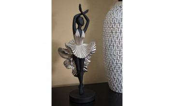 Statueta neagra / argintie din rasina, 17 x 14,8 x 43 cm, Donnina Fashion Mauro Ferreti - Img 2