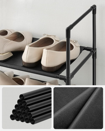 Suport pantofi, 33 x 33 x 173 cm, metal / textil, negru, Songmics - Img 8