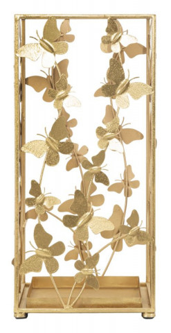 Suport umbrele auriu din metal, 22,5x22,5x48,5 cm, Butterflies Mauro Ferretti - Img 2