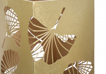 Suport umbrele auriu din metal, 24x24x55 cm, Carved Leaf Mauro Ferretti - Img 3