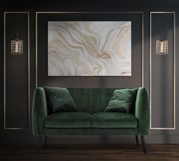 Tablou alb / auriu din lemn de pin si panza, 120 x 3,8 x 80 cm, Sofly Mauro Ferreti - Img 5