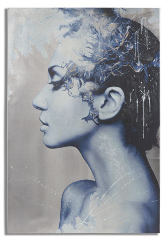 Tablou decorativ albastru din lemn de brad si panza, 80 x 3,8 x 120 cm, Face Mauro Ferreti - Img 1