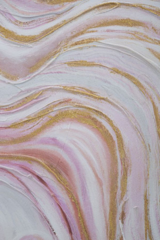 Tablou decorativ auriu / roz din lemn de pin si panza, 60 x 2,7 x 90 cm, Punkly Mauro Ferreti - Img 3