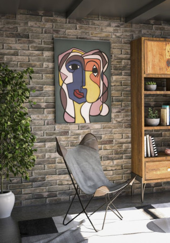 Tablou decorativ multicolor din lemn de Brad si panza, 60x3x90 cm, Double Face Mauro Ferretti - Img 5
