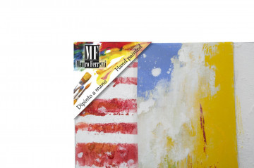 Tablou decorativ multicolor din lemn de pin si panza, 100 x 3,5 x 100 cm, Music Mauro Ferreti - Img 4