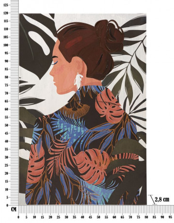 Tablou decorativ multicolor din lemn de Pin si panza, 80x2,8x120 cm, Lady Jungle Mauro Ferretti - Img 5