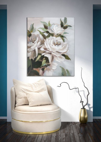 Tablou decorativ multicolor din lemn de Pin si panza, 80x3,7x100 cm, White Flowers Mauro Ferretti - Img 5