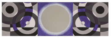 Tablou gri / violet din lemn si panza, cu oglinda inclusa, 150 x 3 x 50 cm, Viola B Mauro Ferreti - Img 1