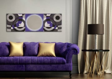 Tablou gri / violet din lemn si panza, cu oglinda inclusa, 150 x 3 x 50 cm, Viola B Mauro Ferreti - Img 3