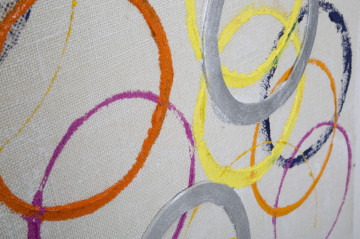 Tablou multicolor din lemn si panza, 80 x 3 x 80 cm, Floating Circles Mauro Ferreti - Img 4