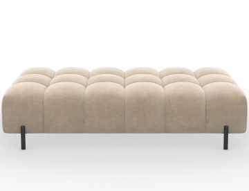 Taburet Tapitat cu Picioare Ferivo, 140x70x40 cm, beige velvet – Aura 18 - Img 4