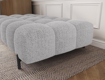 Taburet Tapitat cu Picioare Ferivo, 140x70x40cm, gri bouclé – Sola 04 - Img 6
