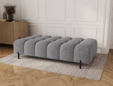 Taburet Tapitat cu Picioare Ferivo, gri bouclé – Royal 03 - Img 3