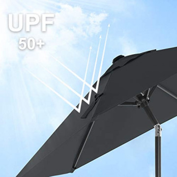 Umbrela de gradina gri antracit din poliester, ∅ 200 cm, Vasagle - Img 4