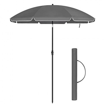 Umbrela de gradina gri antracit din poliester si metal, ∅ 160 cm, Vasagle - Img 1