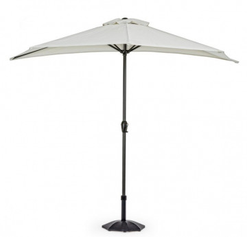 Umbrela de gradina semiluna crem din poliester si metal, 270x135 cm, Kalife Bizzotto - Img 1