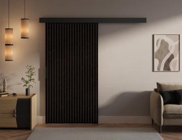 Ușă glisantă Perion – 106x1.6x205 cm – Wenge / Negru – prezentare secundară de catalog