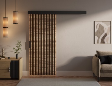 Ușă glisantă Perion – 86x1.6x205 cm – Stejar Wotan / Negru - Img 3