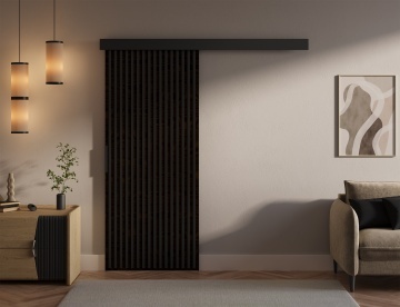 Ușă glisantă Perion – 86x1.6x205 cm – Wenge / Negru - Img 3