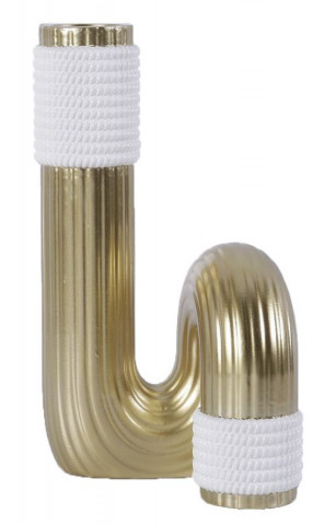 Vaza aurie / alba din rasina, 14,5 x 13 x 25 cm, Bann Big Mauro Ferreti