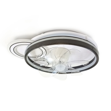 Ventilator de tavan LED Ventus, 7 pale, Ø40 cm, 8–86W, Negru + Alb, Kelektron
