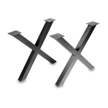 Picioare masă metal AlmaCasa Cross tip X, vedere perspectivă, profil 70×70×2 mm