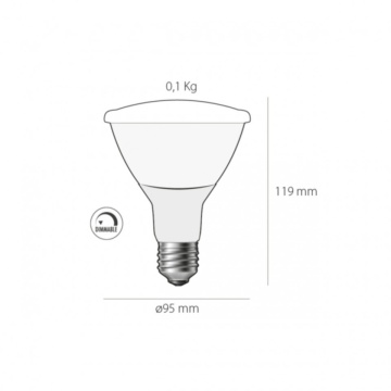 Bec LED E27 Bulb Par C, Max 13W, argintiu, lumina calda, Kelektron – imagine de ansamblu a produsului